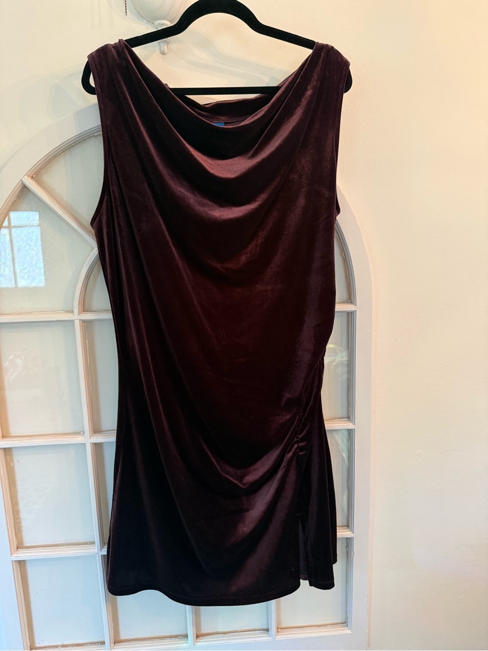 Old Navy Velvet Cowl Neck Dress with Side Ruching Plum Holiday Wedding Sz XL